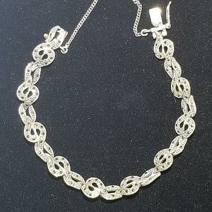 Vintage Silver & Marcasite Linked Bracelet